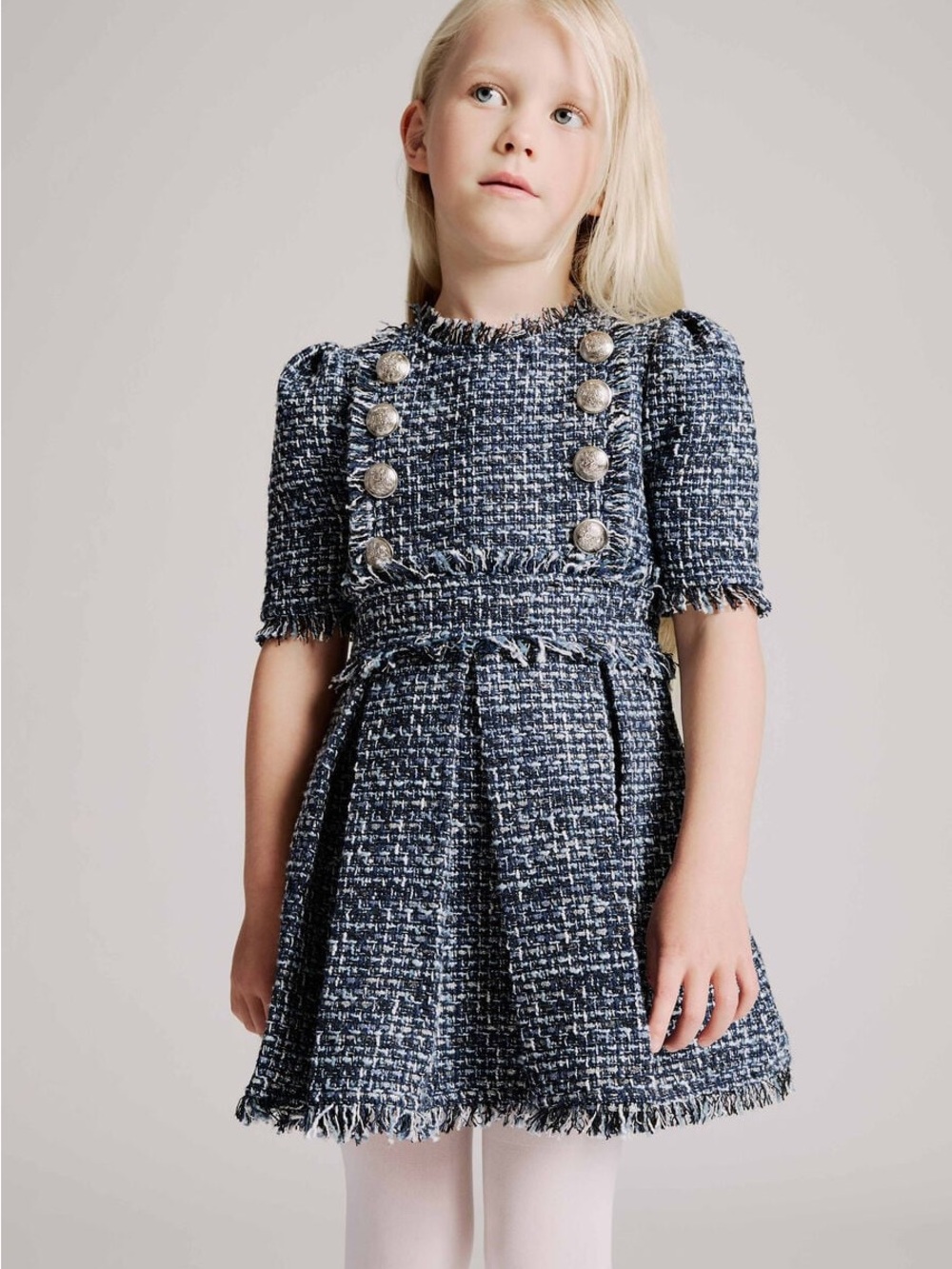 Bardot Girls Elle Boucle Dress In Navy